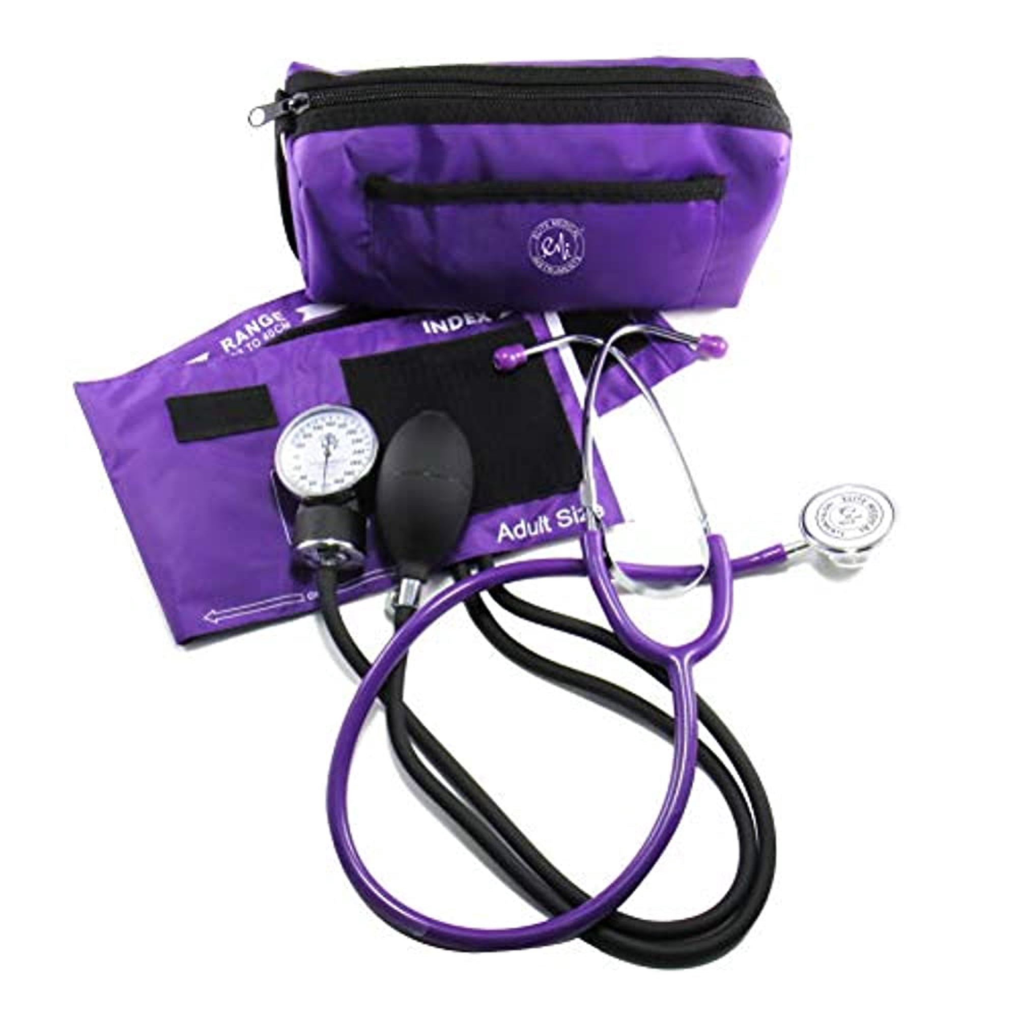 EMI #305 PURPLE Aneroid Sphygmomanometer Blood Pressure Monitor with Dual Head Stethoscope Set Kit