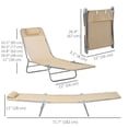 thumbnail image 2 of Ensemble de 2 Chaises Longues Pliantes d'Extérieur, Chaises Longues Inclinables à Dossier Réglable à 5 Positions avec Cadre en Acier et Tissu en Maille, Brun, pour Patio, Bord de Piscine, Plage et Jardin, 2 of 7