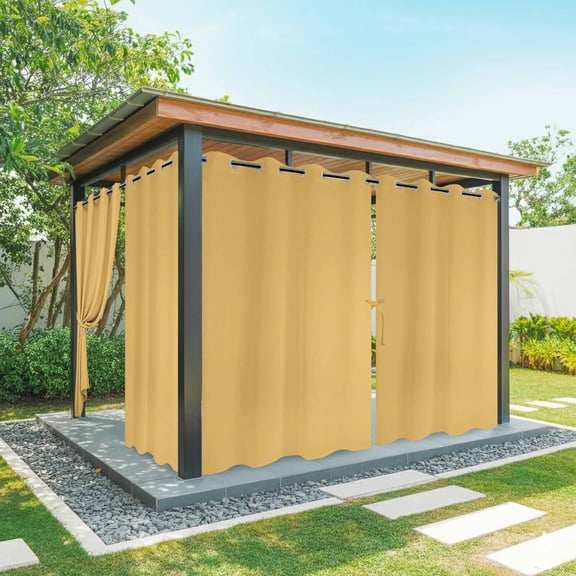 Turmeric Yellow Outdoor Curtains for Patio, Modern Solid Color Sunshade Privacy Drapes Grommet Waterproof Outside Curtains for Porch/Cabana/Balcony 54"x 108", 1 Panel