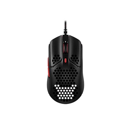 UPC: 0196188046470 | hyperx pulsefire haste – gaming mouse – ultra-lightweight  59g  honeycomb shell  hex design  hyperflex usb cable  up to 16000 dpi  6 programmable buttons – black/red