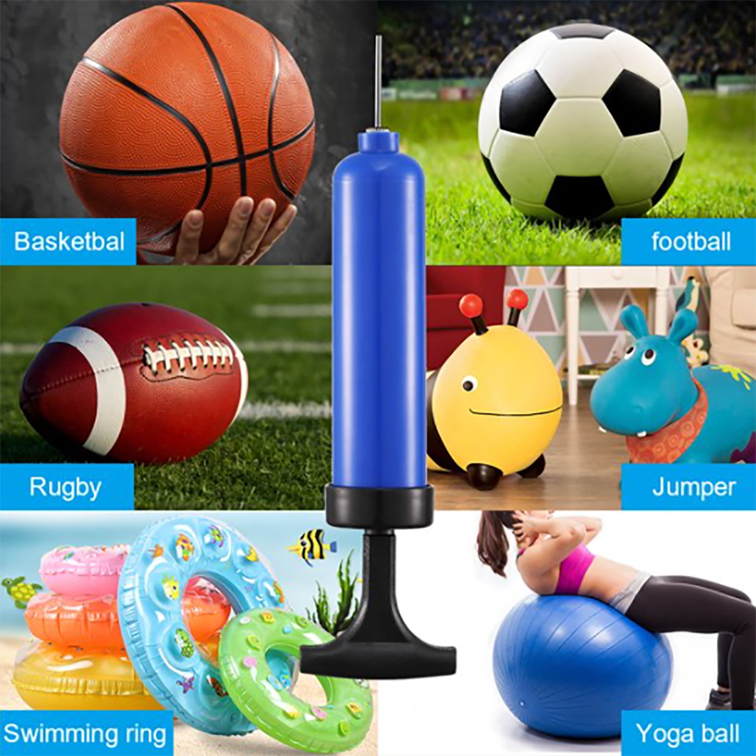 Quick fill Electric Air Pump w/ Needles for Inflating Basketball Football Rugby 