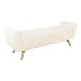 thumbnail image 1 of HomePop Banc de Rangement Moderne en Tissu Sherpa avec Pattes en Bois, Crème, 1 of 12