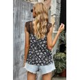 thumbnail image 1 of ABPHQTO Camiseta sin mangas con hombros descubiertos y encaje floral negro para mujer, 1 of 5