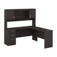 thumbnail image 1 of Bestar Ridgeley 65W L Shaped Desk with Hutch in charcoal maple, 1 of 4