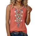 thumbnail image 4 of Womens Summer Tops Loose Embroidered Sleeveless V Neck Cotton Linen Tank Tops for Women Orange XL, 4 of 7