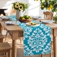 thumbnail image 3 of Burlap Table Runner 90 Inches Long, Abstract Minimalist Boho Blue Flower Non-Slip Kitchen Table Runners for Dining Room Everyday Use Party Table Decorations Aesthetic Art, 3 of 9