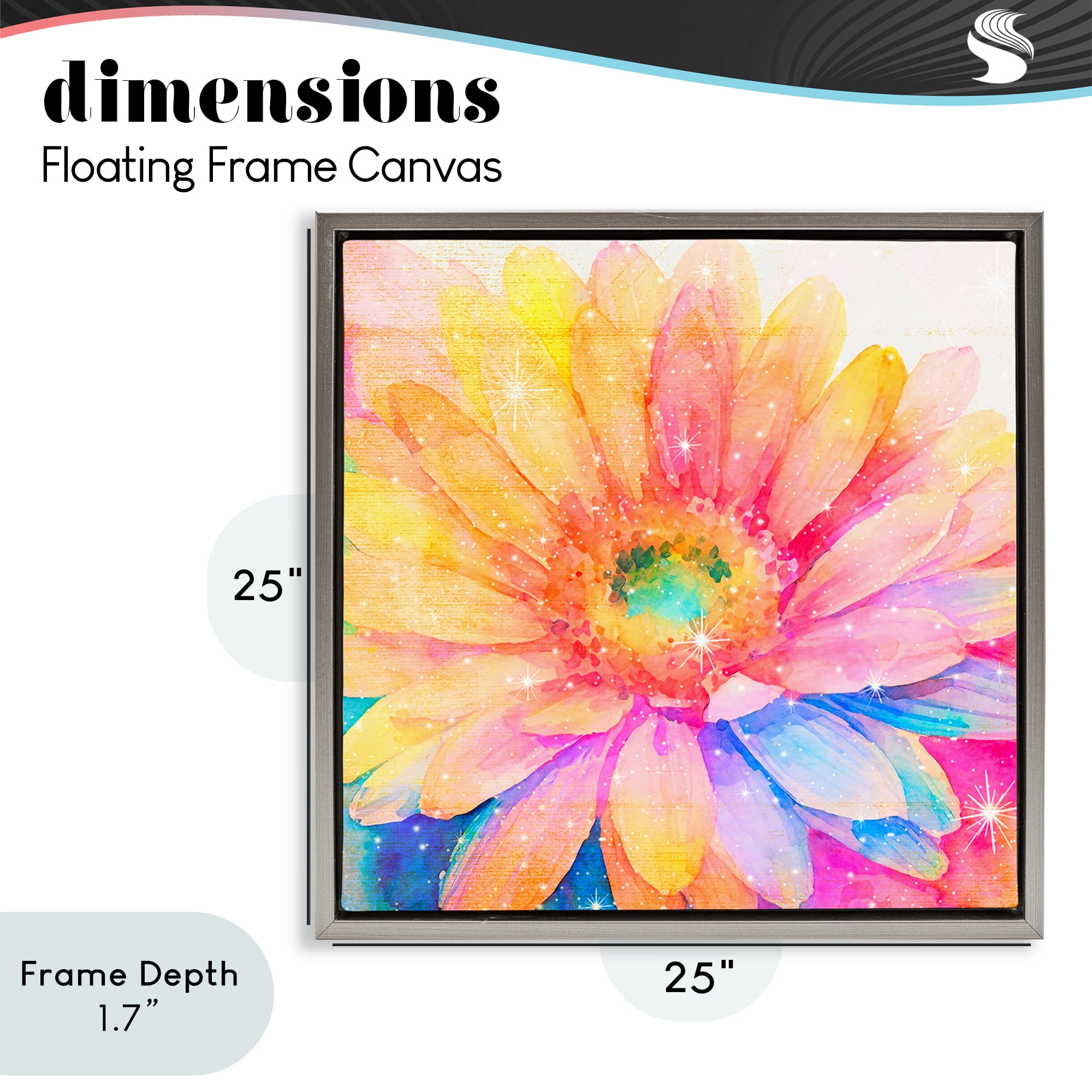 Stupell Industries Bloomtopia Shimmer Blossom Gray Framed Floater Canvas Wall Art, design by Vibelicious