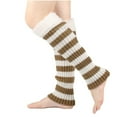 thumbnail image 2 of Leg Warmers for Women 80s Y2K Ribbed Striped Leg Warmer Fleece Plush Trim Knitted Christmas Holiday Socks Winter, 2 of 3