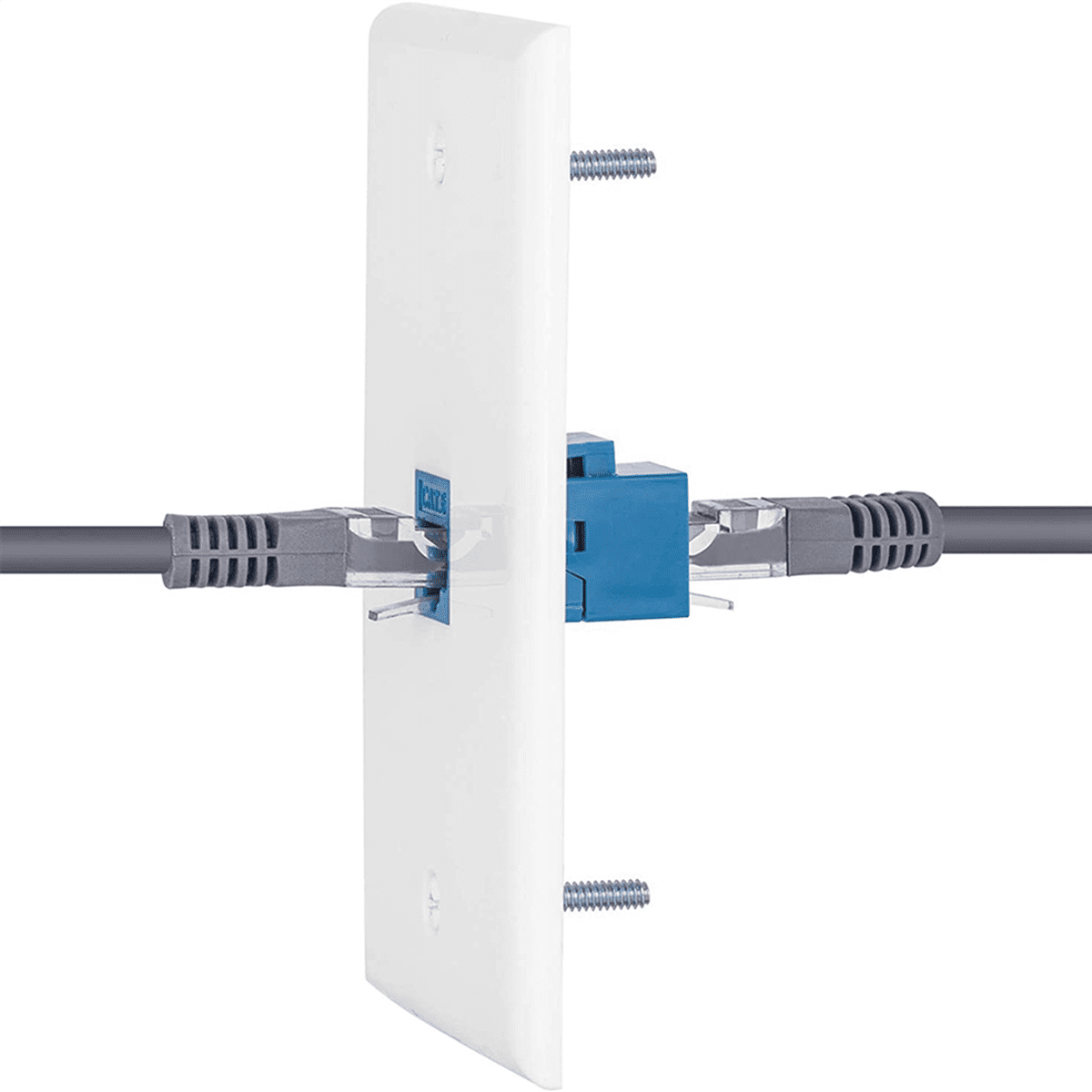 16X Cat6 Ethernet Wall Plate Outlet 1 Port RJ45 Network Female to Female Wall Coupler Plate White & Blue