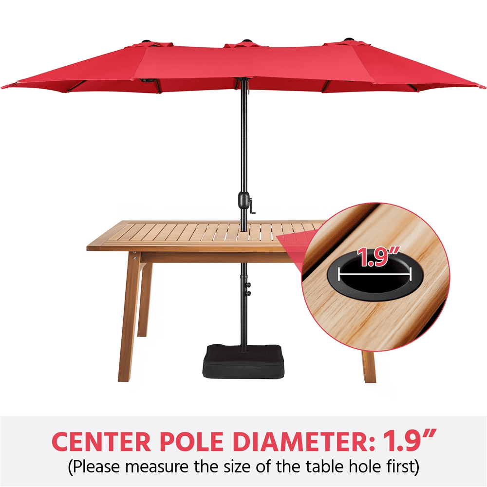 Renwick 13 Ft Outdoor Patio Parasol Umbrella with Base Stand, Red