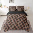 thumbnail image 2 of Manfei Brown Rhombus Pattern 7pcs Bedding Comforter Set,Modern Abstract Geometric Queen Bedding Sets,Minimalism Style Queen Sheet Sets For Girls Boys,Luxury Bedroom Decor Reversible, 2 of 8