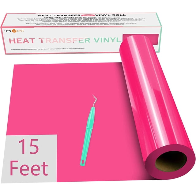 Rollos de vinilo de transferencia de calor HTVRONT rosa neón de 30 cm x 4,5 m