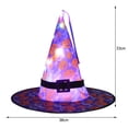 thumbnail image 2 of Halloween Light Up Witch Hat for Kids Adults Cartoon Pumpkin Print LED Light Wide Brim Wizard Hats for Cosplay, 2 of 6