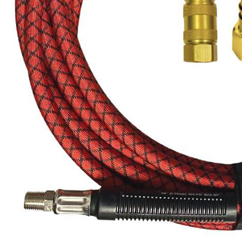 Reading Technologies  SHC-50 Conductive Air Hose, MNPT, 50 ft L, 400 psi Working, Polyester Silicon Composite, 3/8 in ID, Black/Red