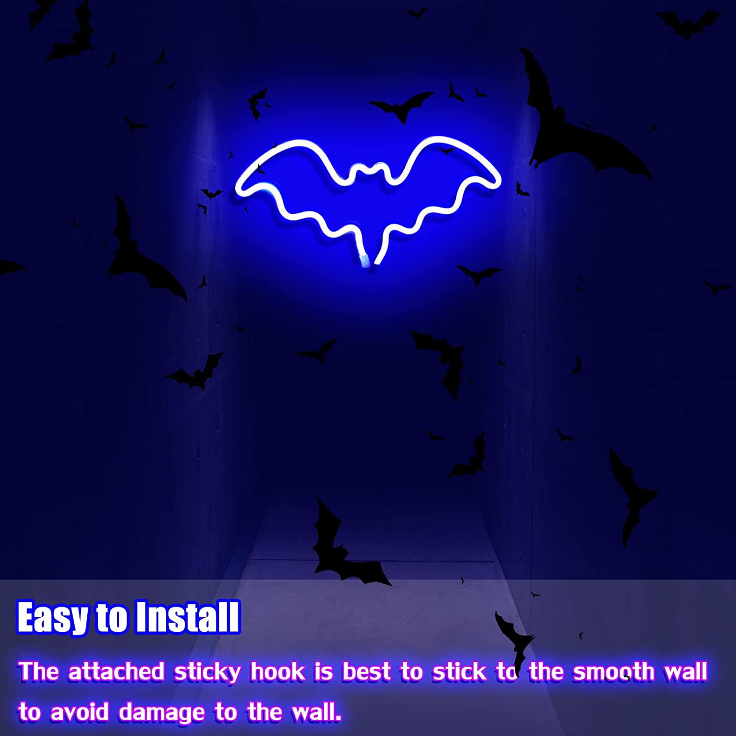  Halloween Bat Neon Signs, Bat Neon Light Sign for Bedroom Wall  Decor, USB Powered Light up Sign with Base, Bat LED Signs Room Decor  Aesthetic for Halloween Decoration, Gift, 9.45×6.69 