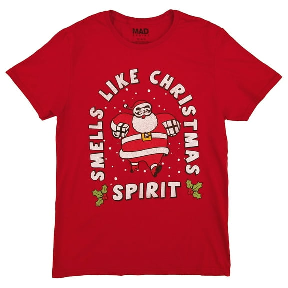 Mad Engine Mens Red Short Sleeve Christmas Spirit Graphic T-Shirt Medium