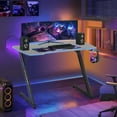 thumbnail image 6 of 47 inch Z-Shaped Gaming Desk, PC Computer Table Home Office Desk Ergonomic Gamer Workstation with Headphone Hook, Blue, 6 of 9