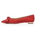 thumbnail image 3 of YDN Women Stylish Bowknot Chunky Low Heel Pumps Comfy Pointed Closed Toe Ballet Flats Slip on Soft Office Shoes Size 5 Red, 3 of 5