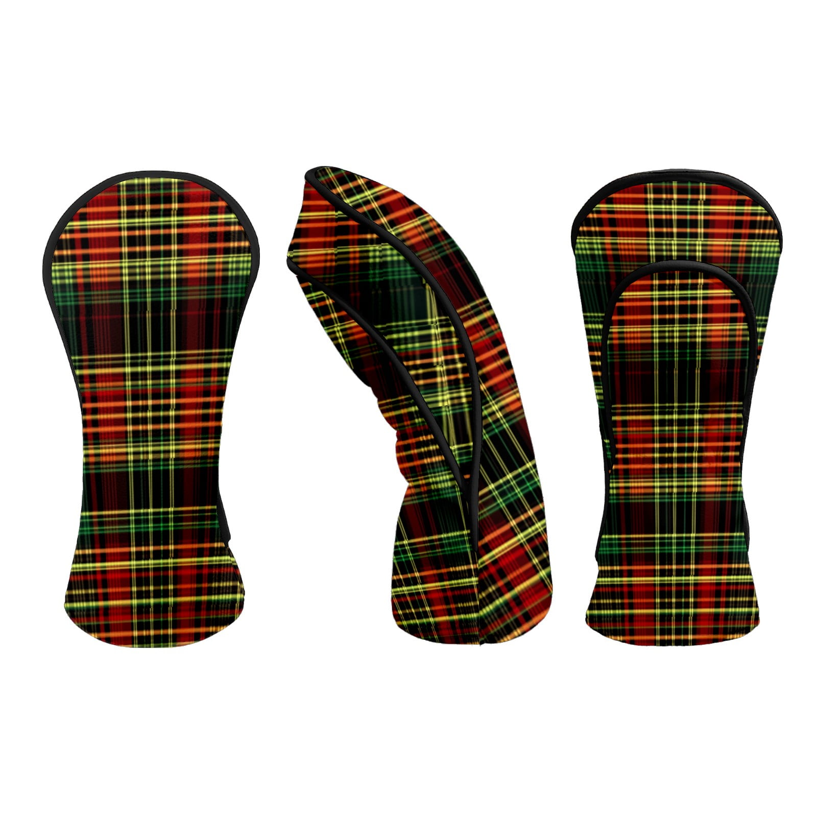 Golf Head Covers for Woods and Driver Waterproof Leather Golf Club Head Covers for Women Men Golf Driver Fairway Wood Headcover Red-Green Plaid Pattern