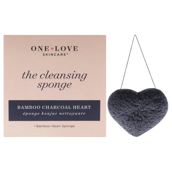 The Cleansing Sponge Bamboo Charcoal Heart by One Love Organics for WoMale - 1 Pc Sponge