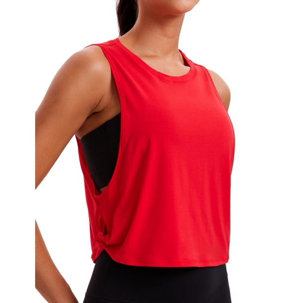 Musculosa Cropped Sin Mangas para Mujer CRZ YOGA Roja Talle M
