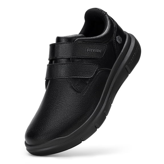 FitVille Men's Slip-Resistant Wide Casual Dress Shoes with Adjustable Fit Comfort Dress Shoes For Men