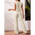 thumbnail image 2 of PNTUTB Women's Two-Piece Set,V-neck Button-Down Sleeveless Vest and Elastic-Waist Wide-Leg Pants—Solid-Color Casual Loose Set, 2 of 6
