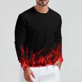thumbnail image 2 of Penkiiy Mens Flames Waffle Hoodless Sweatshirt Casual Long Sleeve Drawstring Waffle Knit Pullover Hoodless Sweatshirts Blouse M Red, 2 of 4
