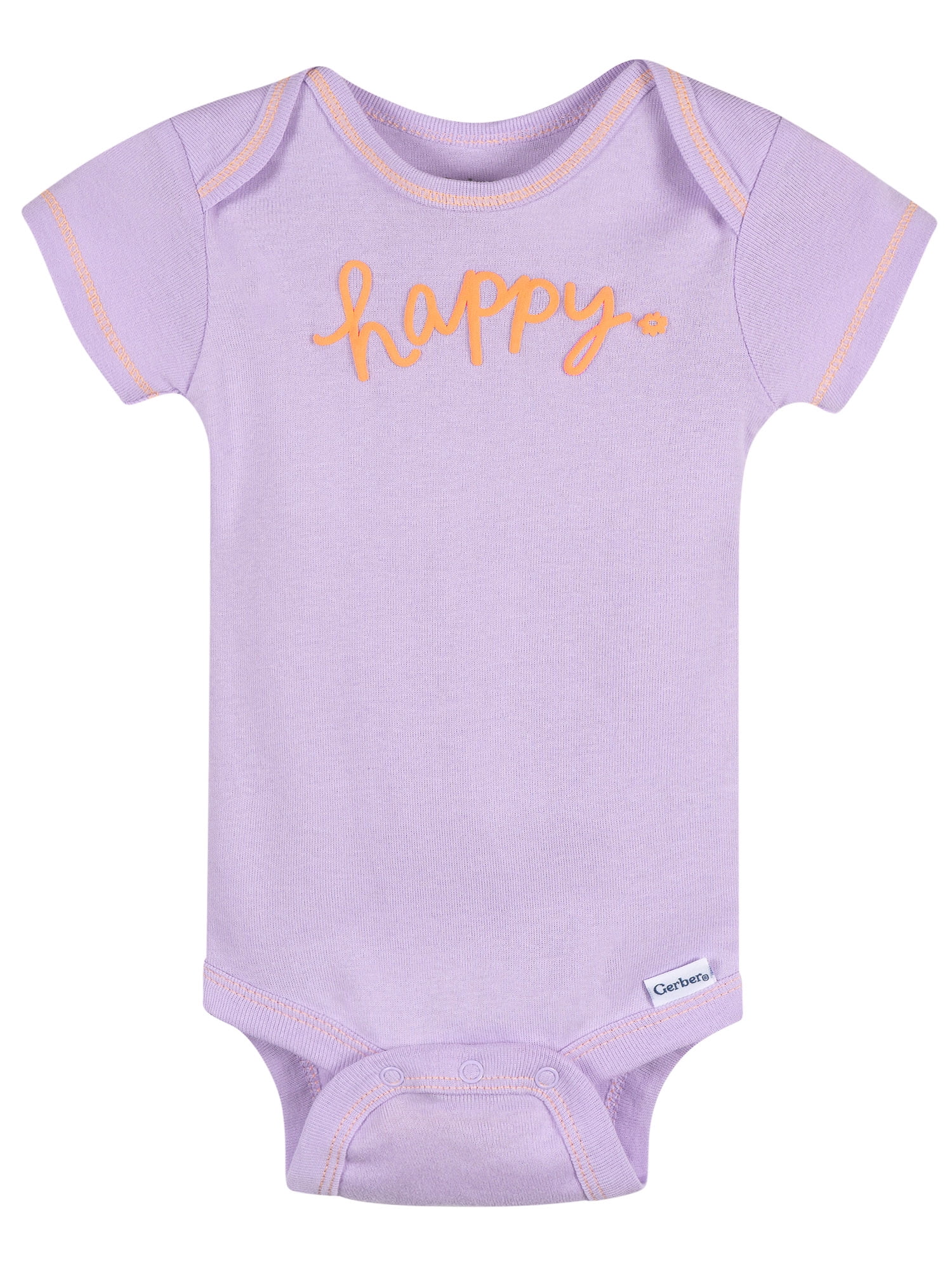 Gerber Baby Girl Short Sleeve Cotton Onesies, 2-Pack, Sizes Newborn - 12 Months