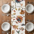 thumbnail image 4 of Table Runner 60 Inches Long for Kitchen Dining, Spring Floral Dresser Scarf Farmhouse, Dining Table Decorations for Wedding/Parties, Summer Botanical Flowers Vintage Birds 13 x 60 In, 4 of 8