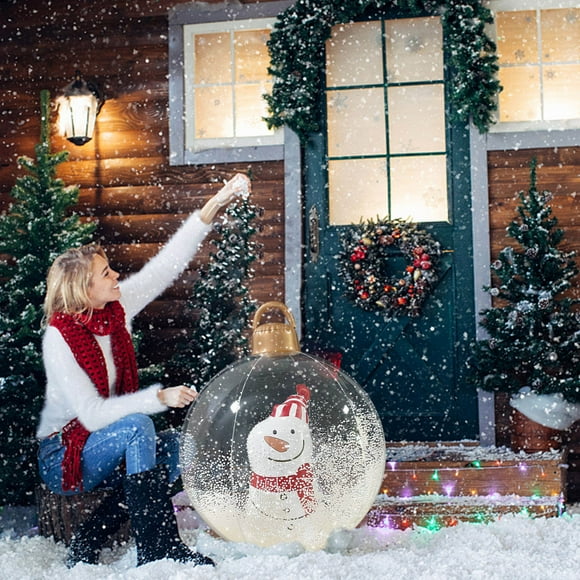 ZZkhGO 60cm Inflatable Christmas Ball, PVC Outdoor Yard Decoration, Weatherproof Holiday Ball for Garden