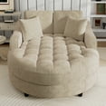 thumbnail image 4 of Harper & Bright Designs Oversized Indoor Chaise Lounge Sofa Bed, Modern Upholstered Convertible Sleeper Sofa Daybed with Tufted Seat, Extra Wide Living Room Reading Chair Sofabed,Champagne, 4 of 18