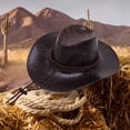 thumbnail image 1 of Sombrero de vaquero occidental Sombrero de Sombrero de sol versátil con correa de barbilla ajustable Sombreros de cuero duraderos Gorras de Café, 1 of 8