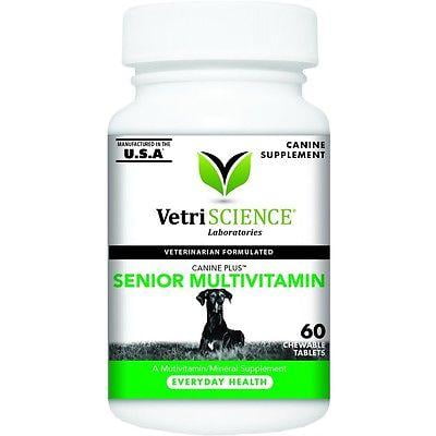 Douglas Labs 180 Tablets - VetriScience Laboratories Canine Plus Senior Multivitamin for Dogs, 60 Chewable Tablets