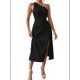 thumbnail image 2 of Vestido de Verano Midi Sin Mangas con Abertura Alta y un Hombro Descubierto para Mujer, Color Negro, Talla S, 2 of 7