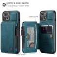 thumbnail image 4 of Dteck Case for Apple iPhone 13 6.1-inch,Retro Magnetic Leather Card Holder Wallet Shockproof Case Hybrid Rubber Zipper Purse Kickstand Protective Cover for iPhone 13,Blue, 4 of 6