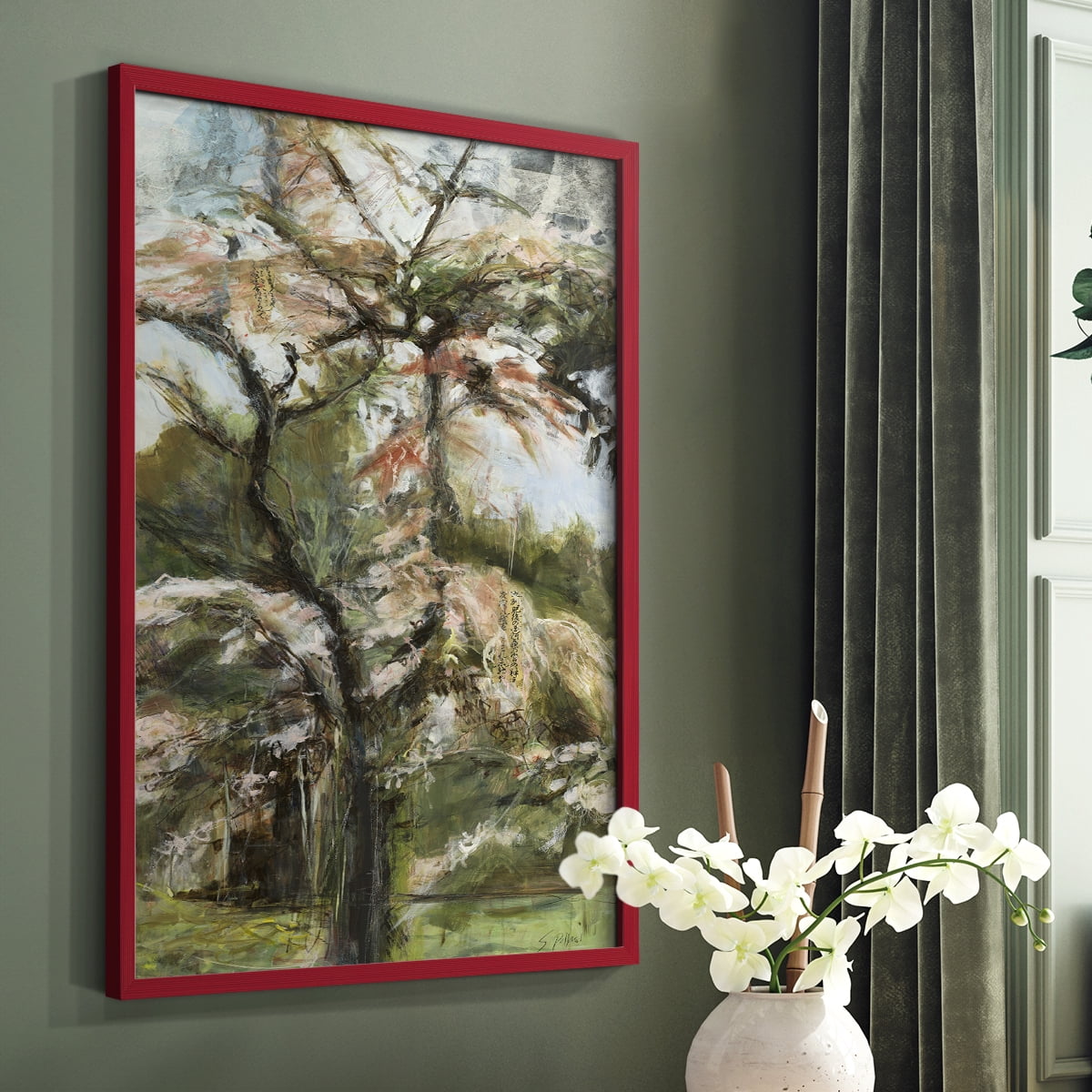 Haven Framed Print in Red Solid Wood Framed Print No Nail Hanging