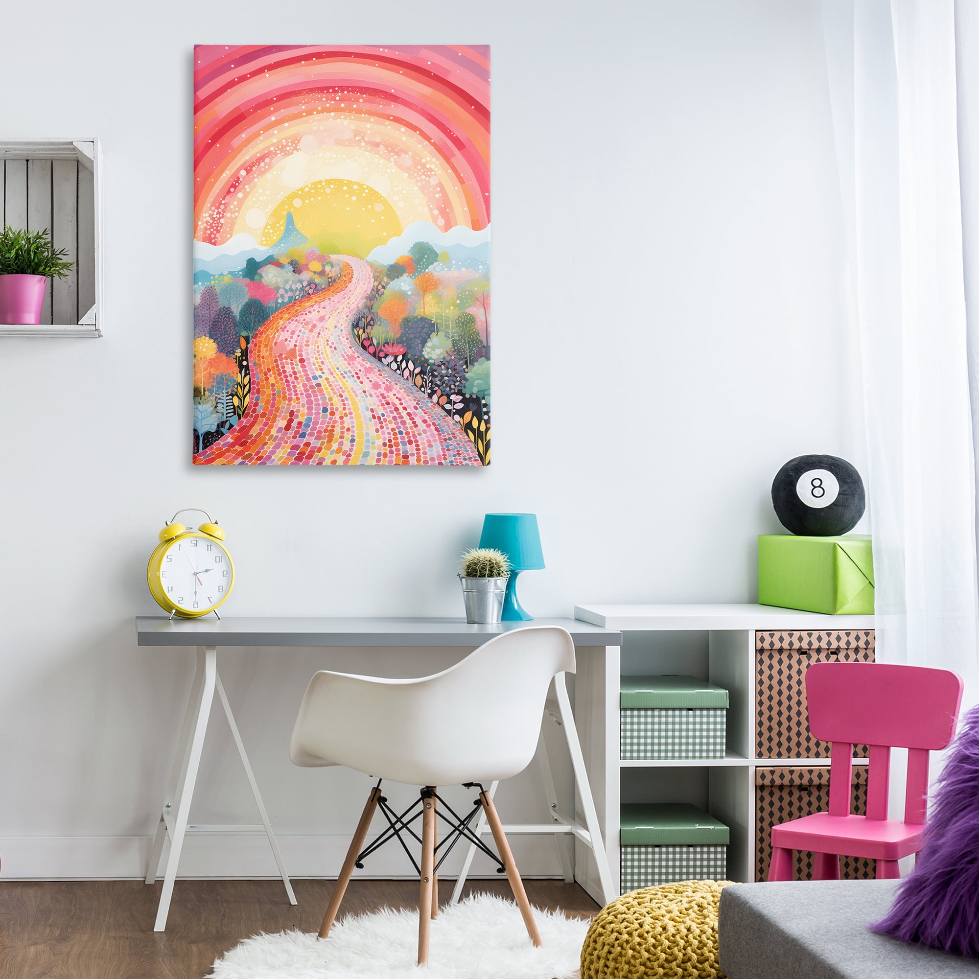 Stupell Industries Pink Brick Road Journey Landscape Painting Gallery Wrapped Canvas Art Print Wall Art, 30 x 45