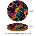 thumbnail image 3 of Musical Note Round Coasters Set of 6, Microfiber Leather Drink Coasters, 11x11 cm/4.3x4.3 in, Table Coasters for Glasses, Cups, Mugs - Black, 3 of 6