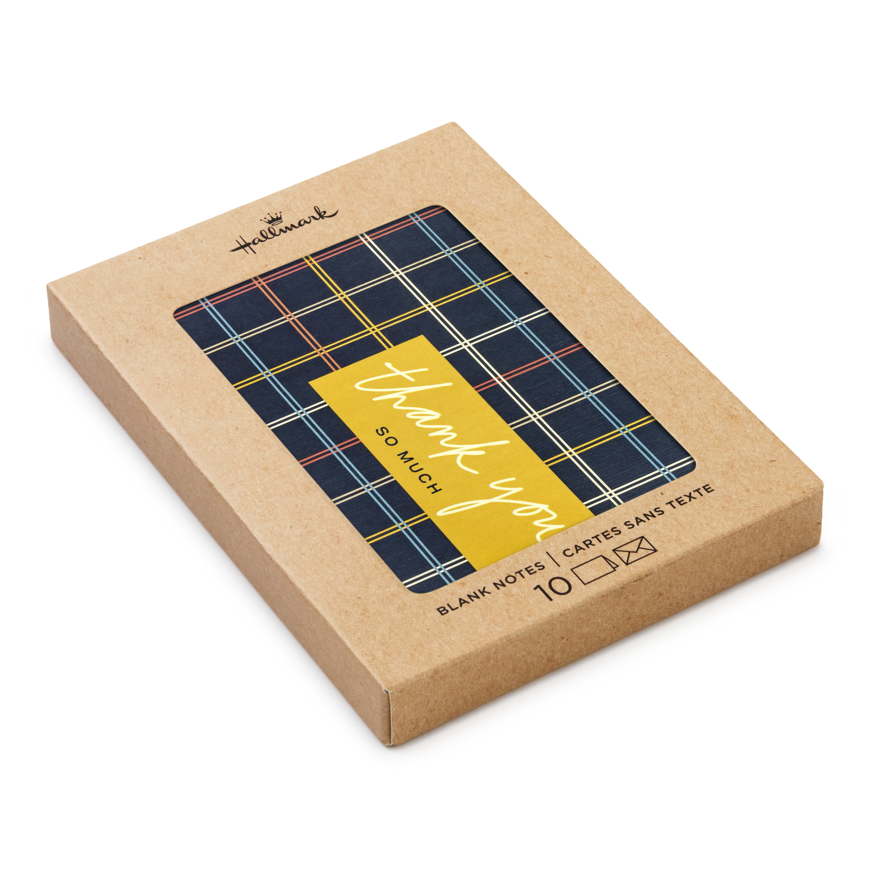 Hallmark Blank Thank You Notes (Dark Plaid), Pack of 10