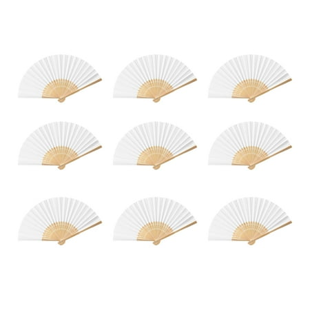 

18Pcs 7Inches Paper Folded Fan Cartoon Folding Fan Handheld Fans for Kids Girls (White)