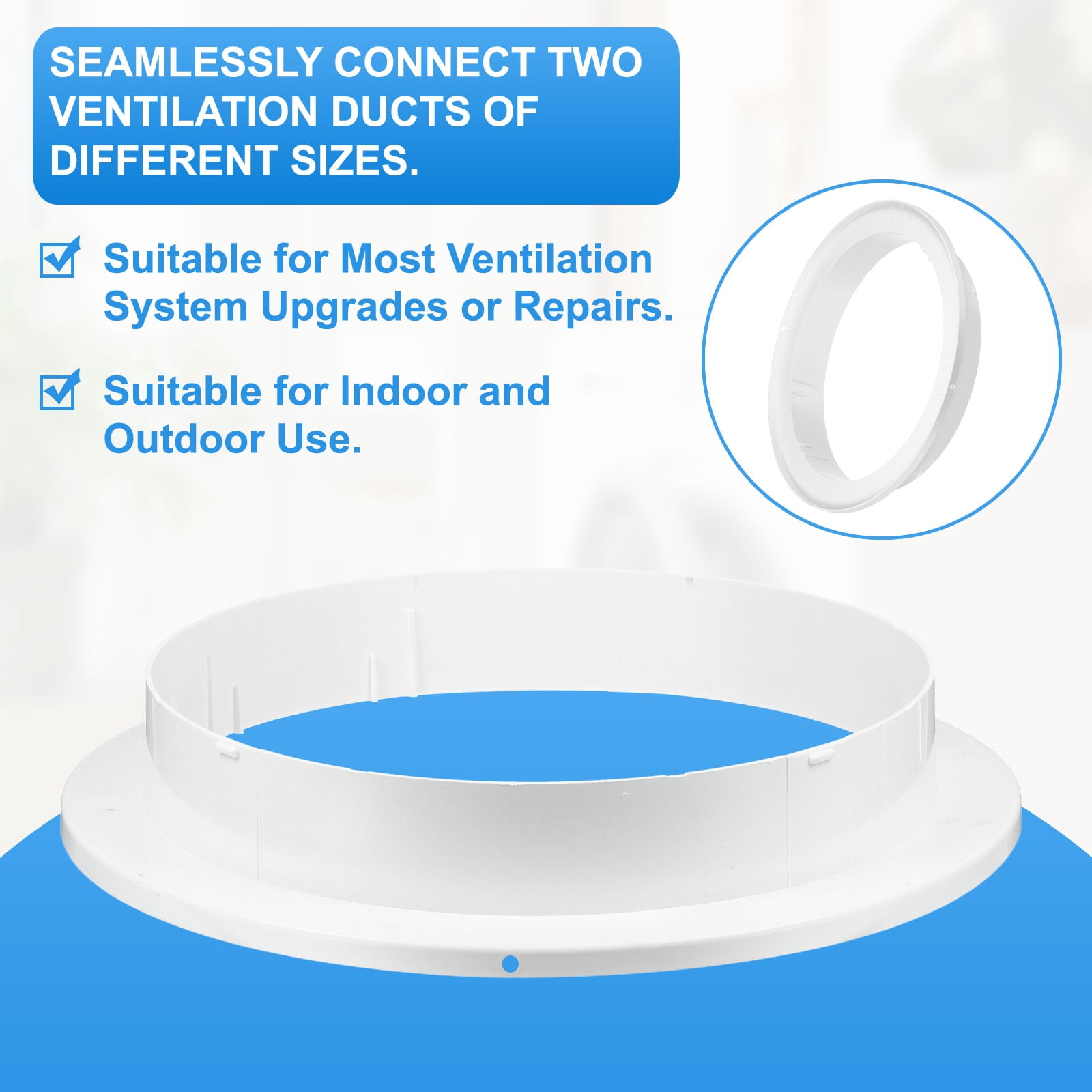 Uxcell 12 to 10 Inch Duct Reducer, 1Pcs ABS Air Duct Adapter HAVC Pipe Connector Dryer Vent Adapter Increaser Reducer for Inline Ventilation System, White (150mm to 100mm)