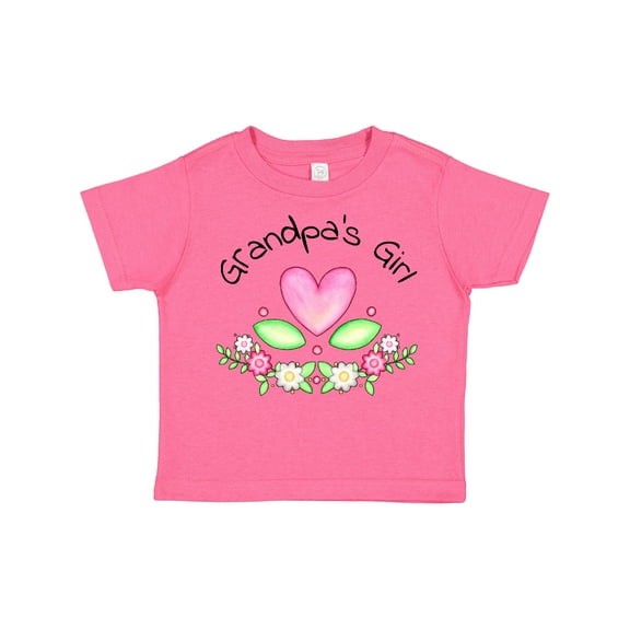 Inktastic Grandpa's Girl Heart Flowers Girls Toddler T-Shirt