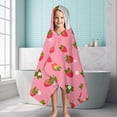 thumbnail image 6 of Strawberry Plants Fruit Flower Hooded Bath Towel，60"x35" for Ages 3 To 12 Kids, Quick Dry Lightweight Soft Microfiber Hood Beach Towel Cover Up for Kids, 6 of 7
