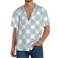 thumbnail image 1 of Fotbe Daisy Plaid Blue Camisa Estampada de Manga Corta para Hombre, Casual de Verano, Estilo Playero, Sin Arrugas-Medium, 1 of 5