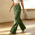 thumbnail image 5 of Bzdzmqm Women's Corduroy Wide Leg High Waisted Pants with Pockets Loose Casual Long Trousers Streetwear Office Basic Lounge Bottoms, Green M, 5 of 8