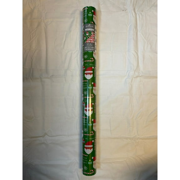 HALLMARK 380 SQ. FT. HEAVY-WEIGHT TWO-SIDED GIFT WRAP, GREEN SANTA 700
