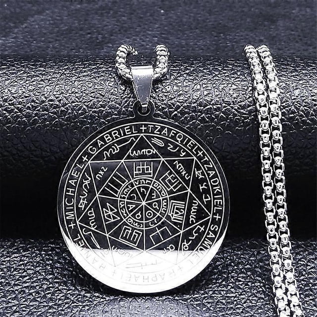 Seal Of The 7 Archangels Necklace Stainless Steel Six-pointed Star Seven Archangel Pendant Mens Spiritual Protect Jewelry