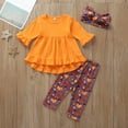 thumbnail image 2 of Mercatoo My 1st Halloween Baby Girl Outfits Ruffle Long Sleeves Shirt Pumpkin Print Pants 3Pcs Fall Winter Clothes Set, 2 of 9