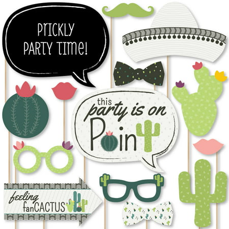Prickly Cactus Party - Fiesta Party Photo Booth Props Kit - 20 Count